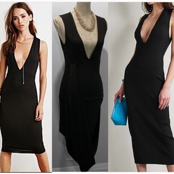FOREVER 21 Deep Plunge Neckline Midi Dress - Picture 1 of 16